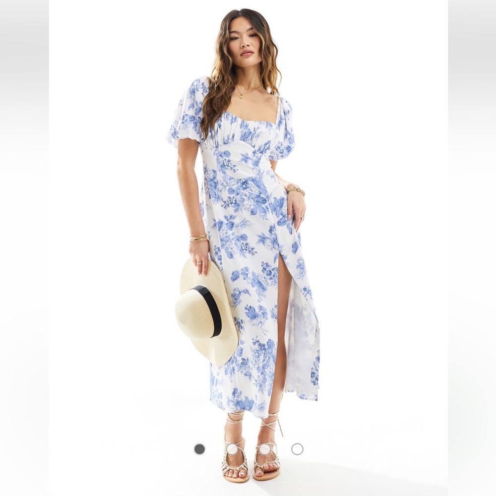Abercrombie & Fitch Blue Floral Midi Dress